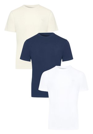 3 PACK MARCELLE - T-shirt basic - beige/dark blue/white