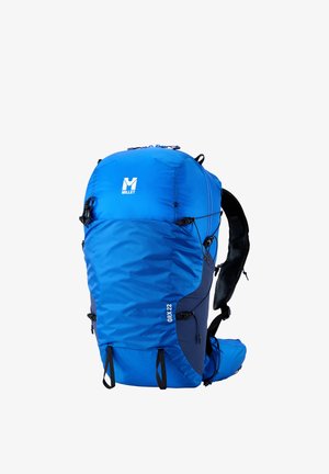 Sac à dos de randonnée Blue Millet GRX 22 avec bretelles rembourrées, ceinture abdominale, multiples compartiments et sangles réglables.