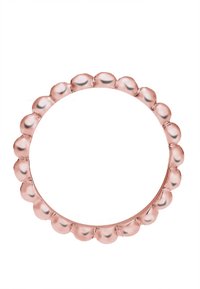 Roségoldring mit einem abgerundeten Design und gleichmäßig verteilten, glatten, sphärischen Perlen entlang des äußeren Randes.