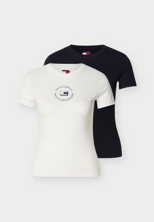 SLIM LOGO TEE 2 PACK  - Μπλουζάκι με στάμπα - ecru/black