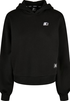 Juoda gobtuvų džemperis, pagamintas iš medvilnės mišinio. Puošia mažas baltas logotipas ant krūtinės bei audiniai su guma ant rankovių ir apačios, užtikrinantys patogų prigludim�ą.