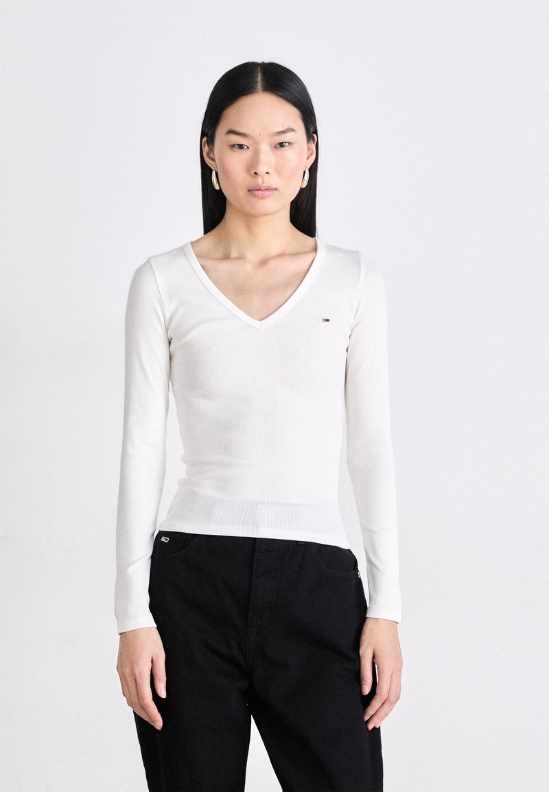 Tommy Jeans SLIM ESSENTIAL - Long sleeved top - ecru