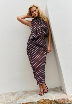 Next, REGULAR FIT - BUBBLEHEM TIE NECK SLEEVELESS TOP . - Pusero - chocolate brown blue polka dot