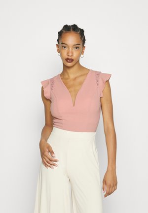 WGXZL WEDDING - JOY FRILL SLEEVE BODY SUIT - T-shirt imprimé - blush pink