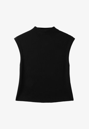 Stradivarius, STAND COLLAR KNIT TOP - Débardeur - black