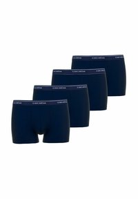Pack of four blue boxer briefs made from cotton, featuring a soft waistband with the "ceceba" logo. Smooth texture, stretchy fit.