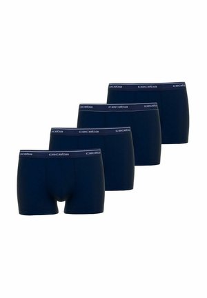 Vier paar donkerblauwe herenboxers met elastische taillebanden waarop de merknaam "ceceba" in witte tekst staat.