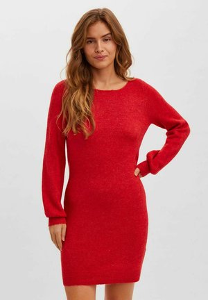 VMLEFILE BALLOON L/S BOATNECK - Stickad klänning - goji berry