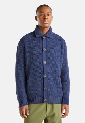 United Colors of Benetton NECK WITH BUTTONS AND POCKETS WITH IN HONEYCOMB STITCH - Gilet - blue