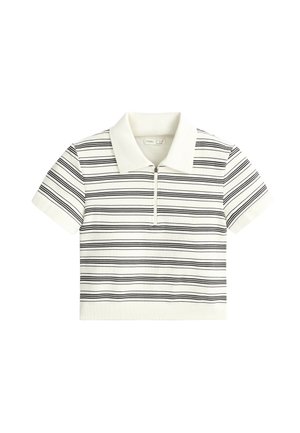 OYSHO, STRIPED SEAMLESS SHORT-SLEEVED POLO SHIRT - Polo - white