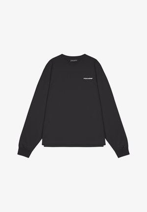 Črna dolgodlaka majica iz bombaža z udobnim krojem. Ima okroglo izrezovanje in belo besedilo "PEGADOR" na levi strani prsnega dela.