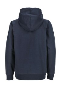 Felpa con cappuccio blu marina dal design semplice, dotata di tasca a marsupio e polsini e orlo a costine. Realizzata in morbido tessuto testurizzato.
