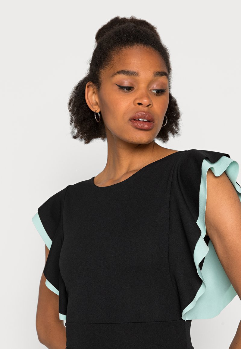 Damen Freizeitkleider | WAL G. KELLY RUFFLE SLEEVE MIDI DRESS Cocktailkleid/festliches Kleid black/mint/schwarz - PJ72391 Damen Freizeitkleider | WAL G. KELLY RUFFLE SLEEVE MIDI DRESS Cocktailkleid/festliches Kleid black/mint/schwarz - PJ72391