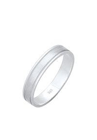 Silver ring with a smooth, polished finish, featuring two horizontal lines. Made of 925 sterling silver. Circular band with a flat profile.