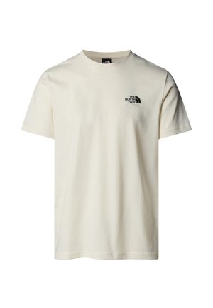 Kortærmet, cremet bomuld t-shirt med et sort logo på venstre bryst. Klassisk rund halsudskæring og lige kantdesign.