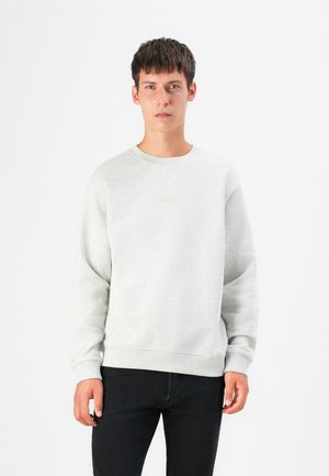 Lichtgrijze sweatshirt van zacht materiaal, met lange mouwen en een ronde hals. Minimalistisch ontwerp met subtiele branding op de borst.