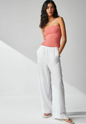 TIE WAIST WIDE LEG TALL  - Kelnės - white