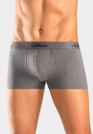 Graue Baumwoll-Boxershorts mit einem elastischen Bund mit Logo. Sie verfügen über eine glatte Textur und eine taillierte Passform, die für Komfort und Unterstützung sorgt.