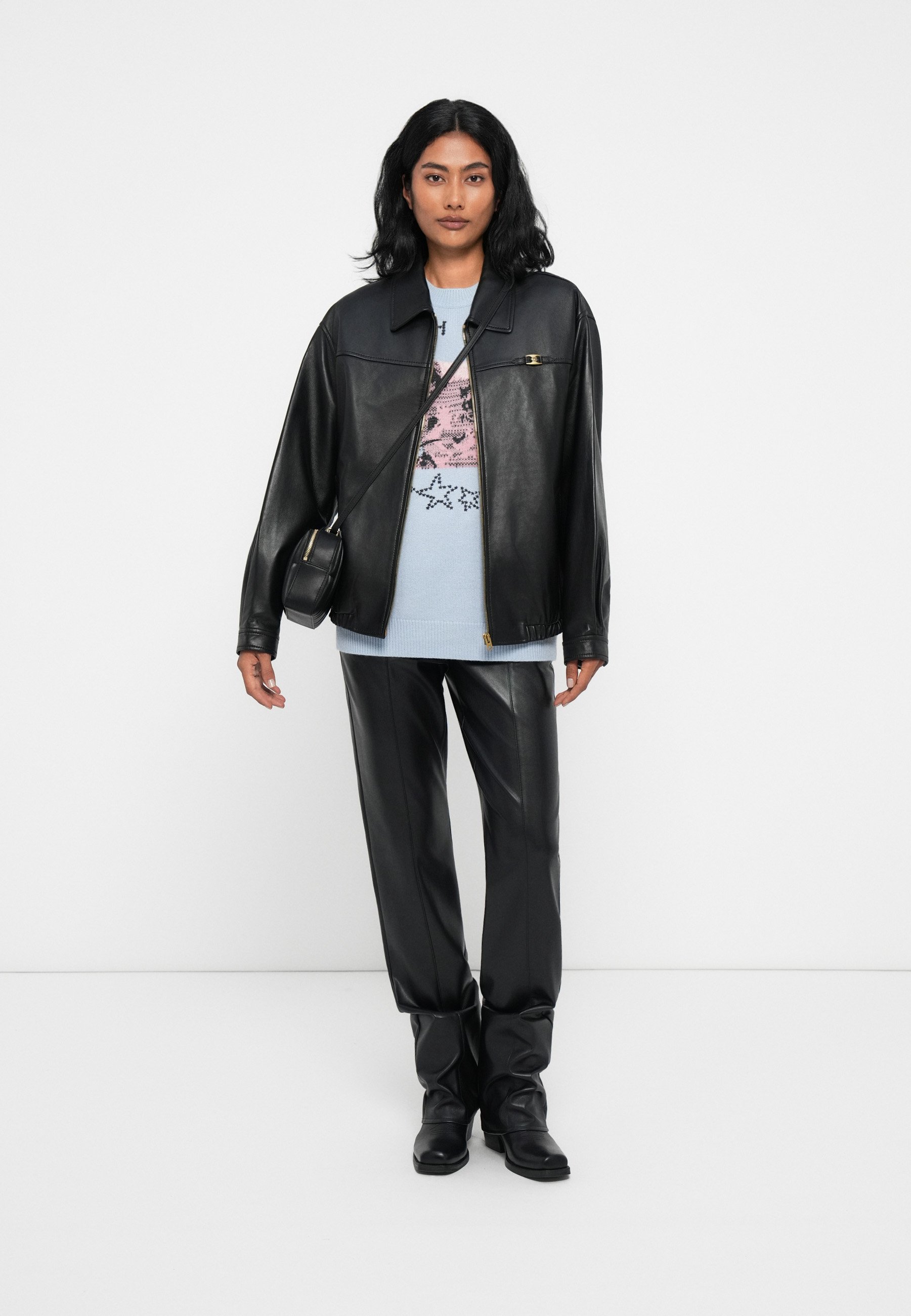 COACH HERITAGE JACKET - Leather jacket - black - Zalando.co.uk