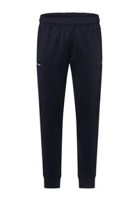 Pantalones deportivos en color marino con cintura y puños elásticos, que cuentan con bolsillos laterales y un pequeño logo en el muslo. Fabricados con un material suave y elástico.