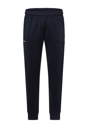 Pantalones deportivos en color marino con cintura y puños elásticos, que cuentan con bolsillos laterales y un pequeño logo en el muslo. Fabricados con un material suave y elástico.