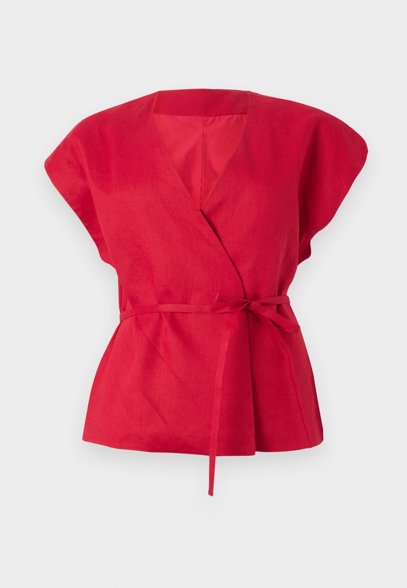 Selected 100% linen - Blus - savvy red/röd - Zalando.se