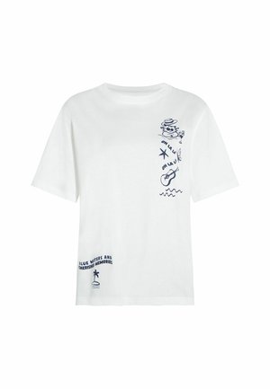Mavi KURZARM - MIT RUNDHALS - Print T-shirt - weiß