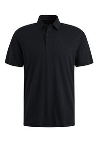 Černé polo tričko z bavlněné směsi s krátkými rukávy, dvouknoflíkovou légou a texturovaným povrchem. Obsahuje decentně vyšívané logo na hrudi.