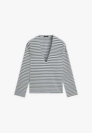 Massimo Dutti, STRIPED V-NECK KNIT SWEATER - Trui - white