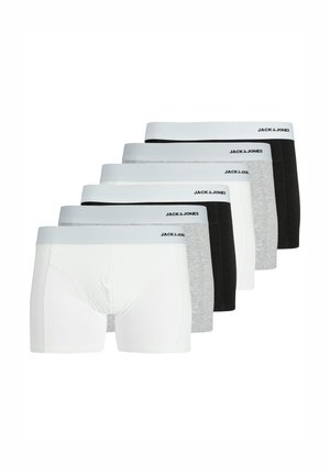 Sechser-Pack Boxershorts in Weiß, Grau und Schwarz, mit einem weichen, elastischen Bund und dem "JACK & JONES"-Logo. Aus einem glatten Baumwollmix gefertigt.