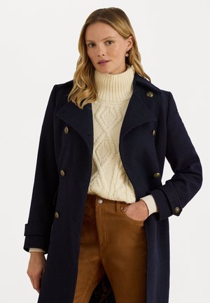 DOUBLE-BREASTED WOOL-BLEND TWILL COAT - Cappotto classico - regal navy