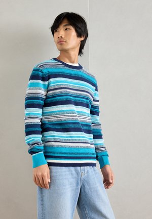 STRIPED REGULAR FIT  - Pullover - tahitian blue stripes