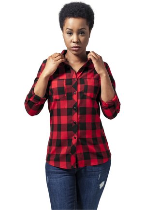 TURNUP CHECKED - Button-down blouse - black/red