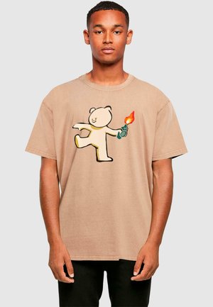 MOLOTOV TEDDY OVERSIZE TEE - T-Shirt print - beige