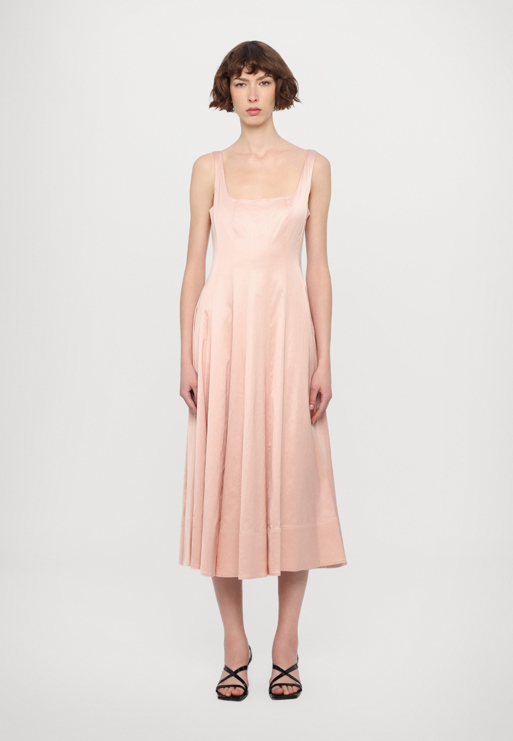 strapless open back dress Gold Pleated Dress Small