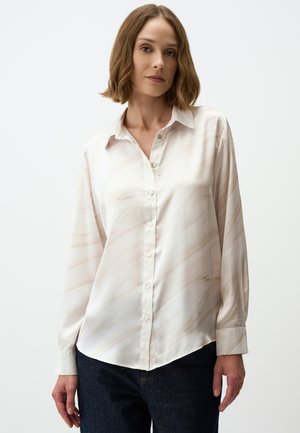 Jimmy Key PATTERNED LONG SLEEVE - Button-down blouse - beige
