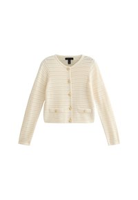 CREAM OPEN KNIT BUTTON DETAIL CARDIGAN - Chaqueta de punto - cream