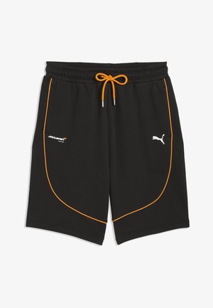 Sorte atletikshorts med orange piping, orange snøre, McLaren Racing-logo på venstre side og hvid Puma-logo på højre lår.
