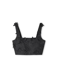SLIM FIT WITH FLORAL APPLIQUÉ - Camicetta - black