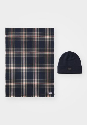 Jack & Jones GIFTBOX UNISEX SET - Sciarpa - oxblood red pack:navy blazer beanie