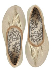 Goldene Ballerinas mit strukturierter Oberfläche, runder Zehenpartie und schlupfdesign. Innen verfügt sie über eine gemusterte Innensohle mit Herzmotiven.