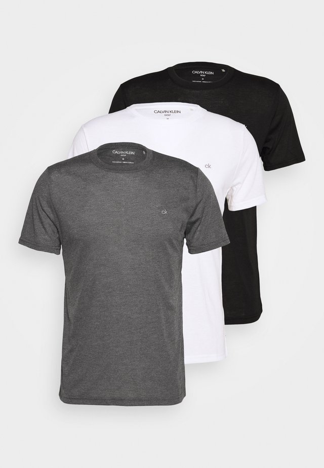 3 PACK - T-Shirt basic - black/white/charcoal