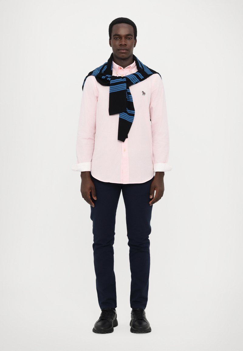 pink dress shirt navy pants - WWW.LBOUGE