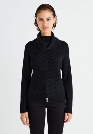 ONLY ONLKATIA SADDLE ROLL NECK - Strickpullover - black