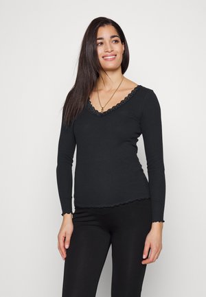 Anna Field MAMA MATERNITY RIBBED LONGSLEEVE LACE  - Μπλούζα με μακριά μανίκια - black