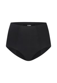 Höga svarta trosor i mjukt material, med en sömlös design och en logotag på insidan av midjebandet.