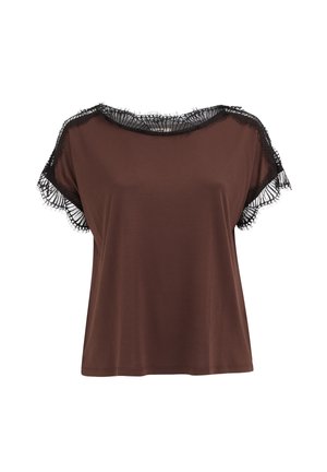 WE Fashion, CURVE - Lihtne T-särk - cinnamon brown