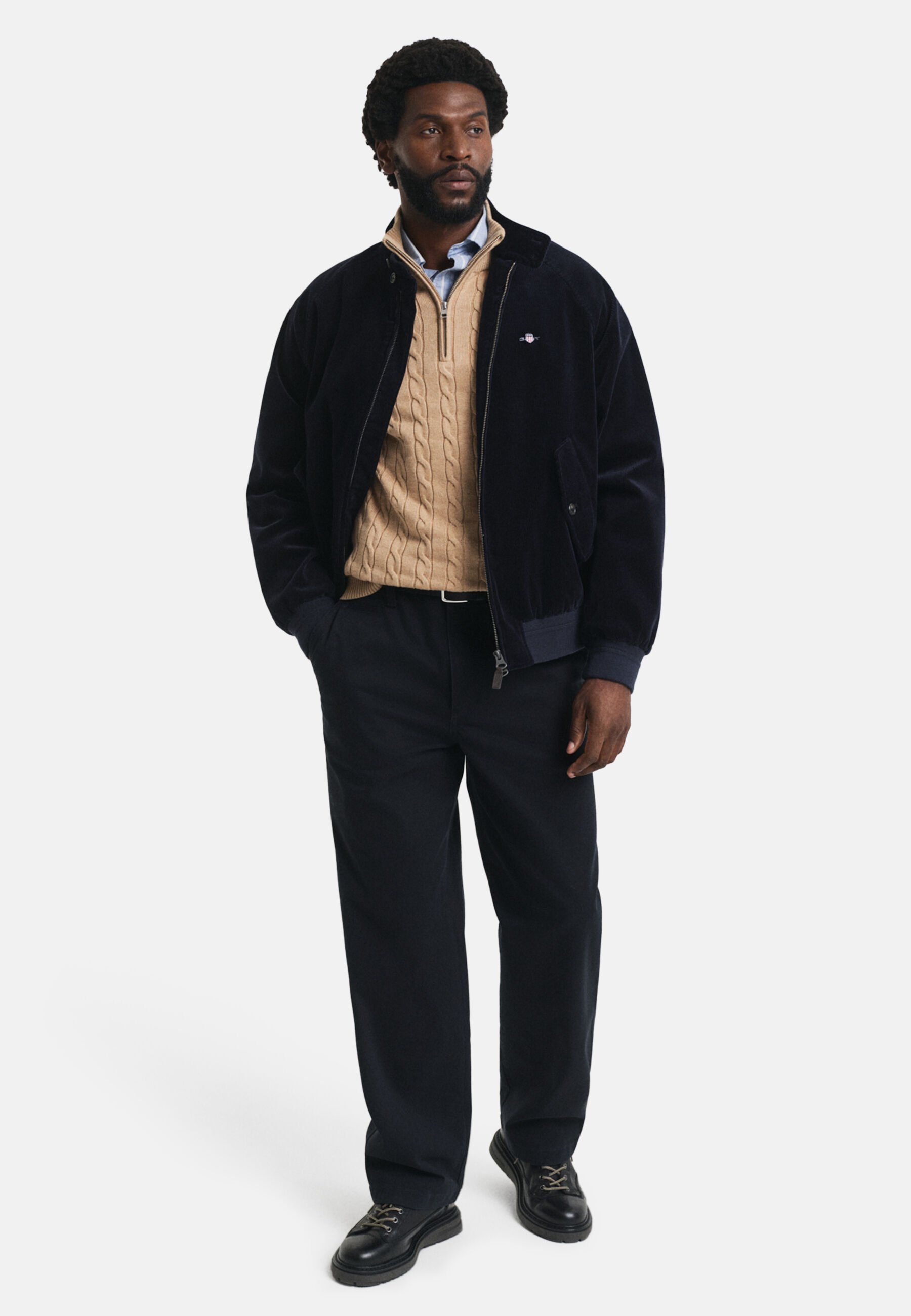 atlast&co half-zip knit navy beige Half Zip Wool Knit - Navy