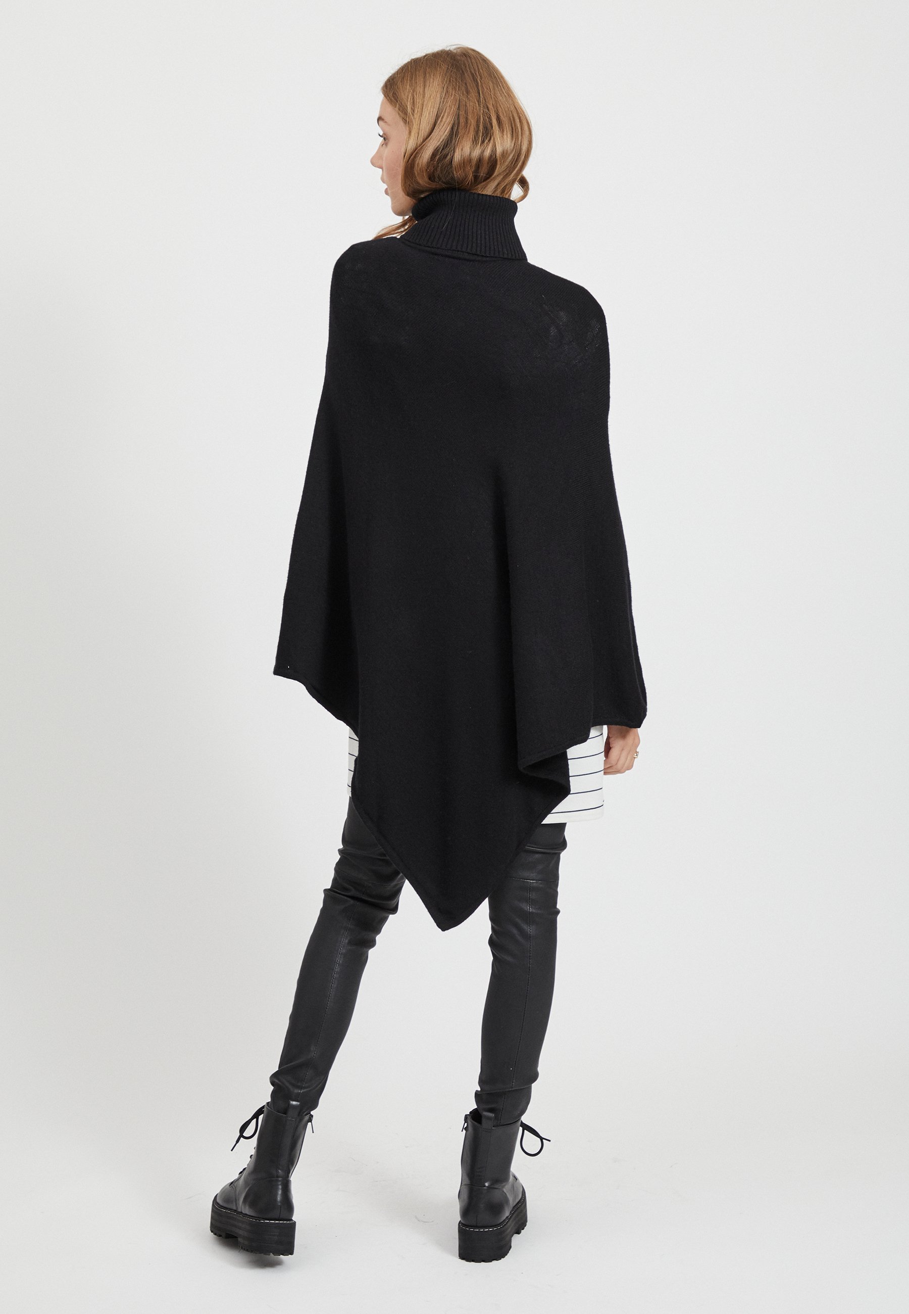 VILA VIRIL ROLL NECK PONCHO - Poncho - black/zwart - Zalando.nl