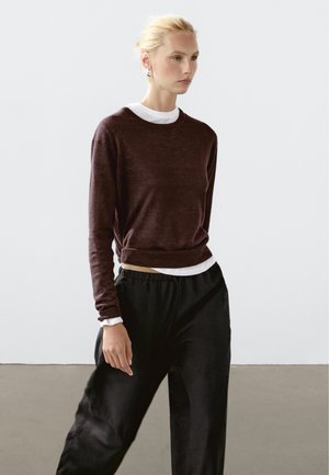 Massimo Dutti CREW NECK - Jumper - mottled bordeaux